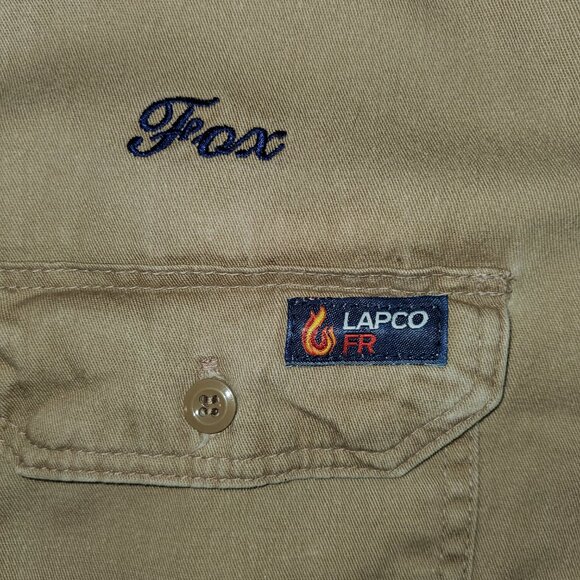 MENS LAPCOFR FLAME RESISTANT BUTTON UP LONG SLEEVE SHIRT 2XL-LONG - Picture 3 of 5
